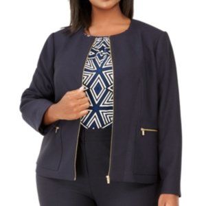 Calvin Klein | Collarless Navy Blazer | Size 6